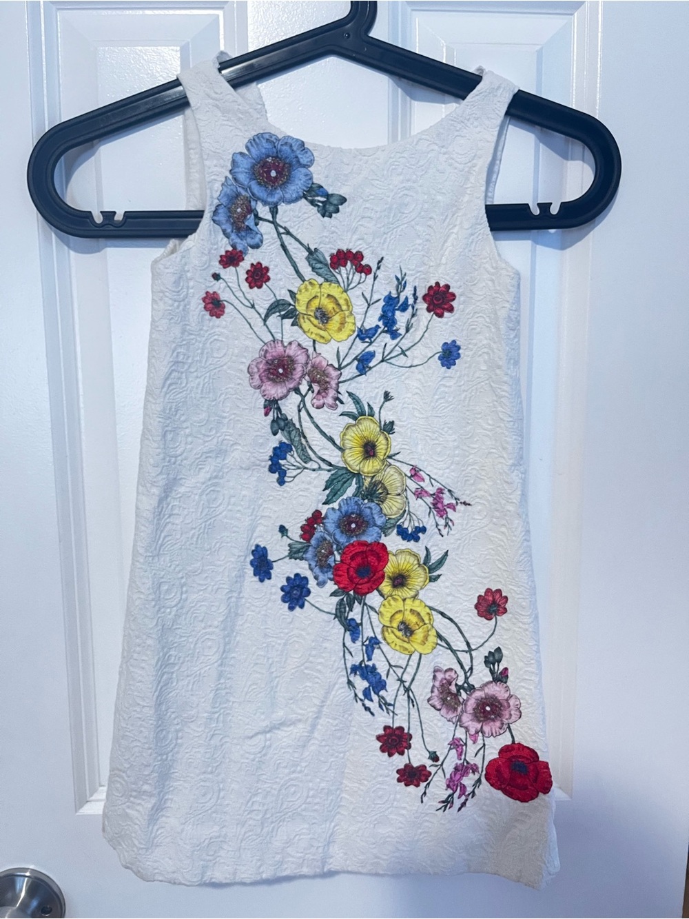 Zara White Dress with Multicolor Floral Embroidery